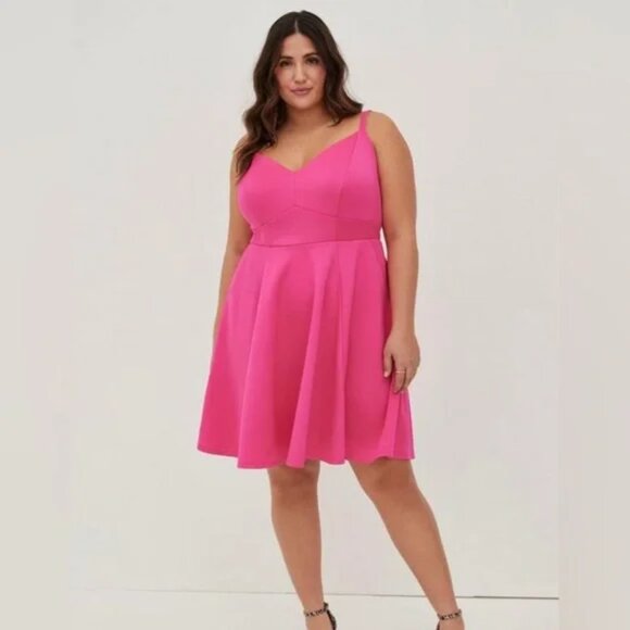 Torrid Mini Scuba Skater Dress Pink Glo 2X - Picture 1 of 16